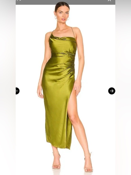 The Sei Dresses & Skirts - The Sei Satin Olive Midi Dress with Side Slit